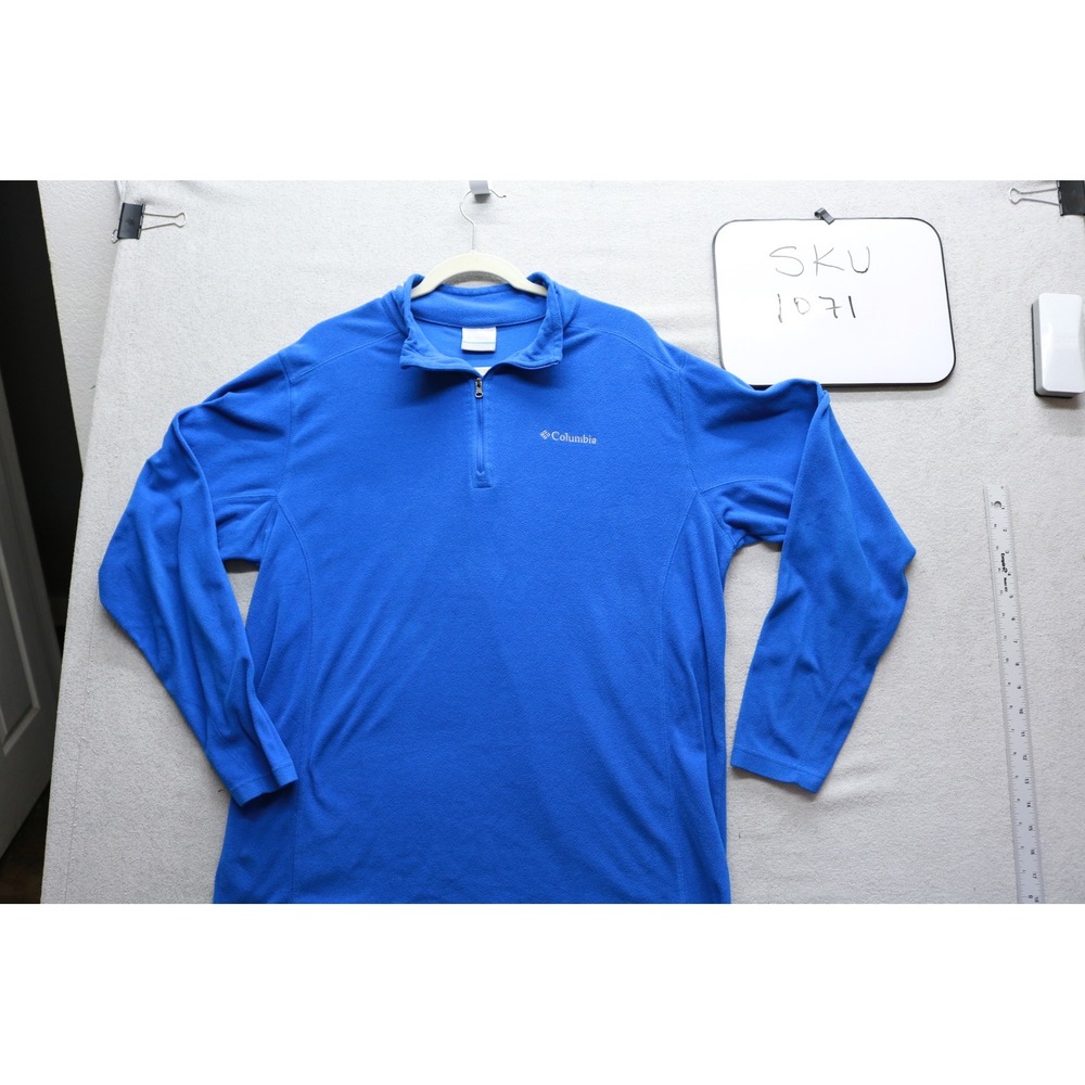 Columbia Fleece Pullover Mens Large Blue XM6279 Quarter Zip Long Sleeve Sweater